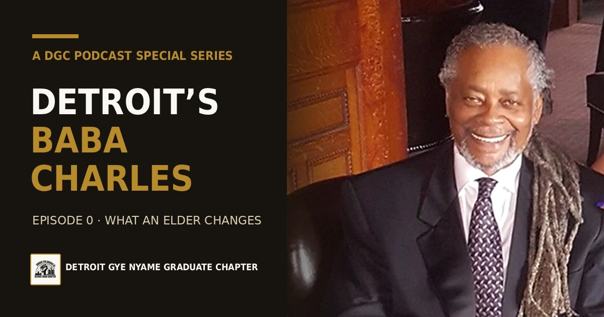 Detroit’s Baba Charles Episode 0 artwork beside a portrait of Baba Charles Simmons.